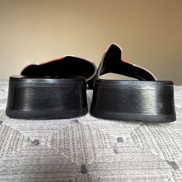 Kate Spade Pink Red White Brown Striped Fabric Slide Flat Sandals Women’s 7 B - Picture 8 of 16